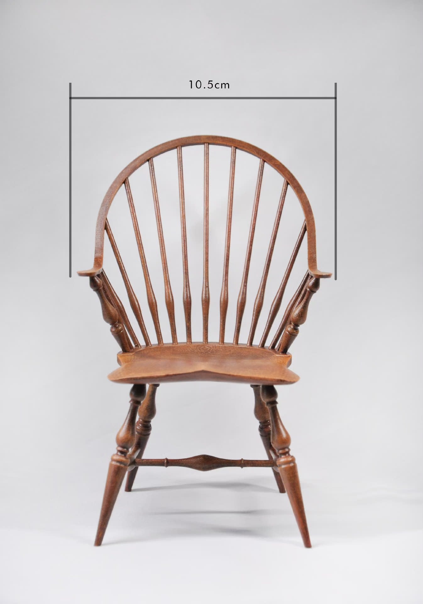 Silla Windsor con respaldo a escala 1:6, muebles para casa de muñecas en miniatura