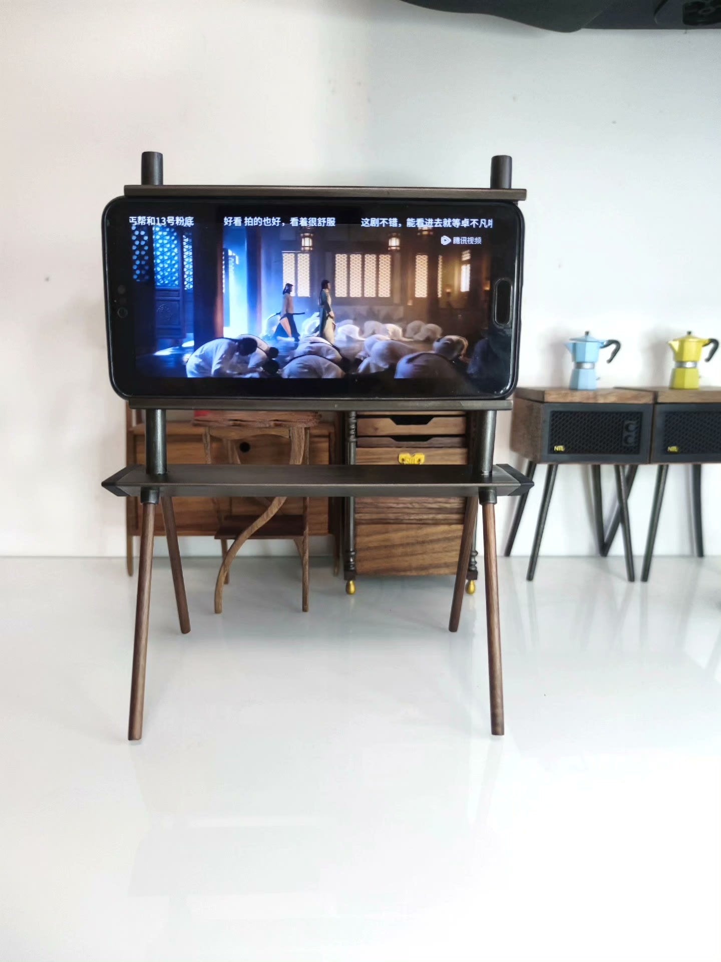 Mueble de TV de madera a escala 1:6 para casa de muñecas en miniatura para muñecas Blythe BJD