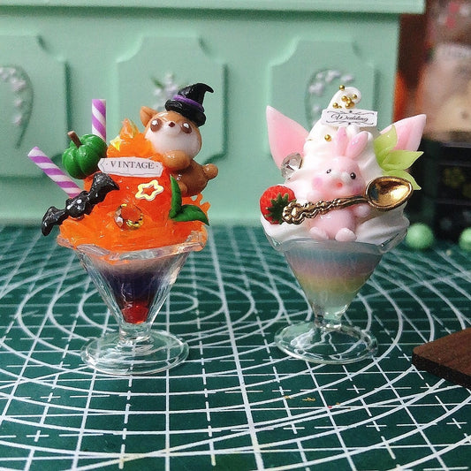 Decoración para casa de muñecas de la serie Conejo de Año Nuevo, miniatura de arcilla a escala 1:12