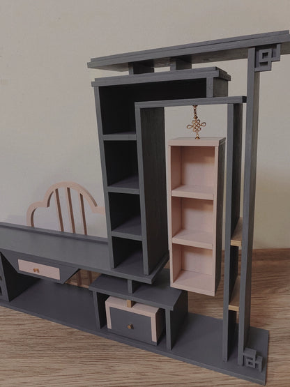 1:12 Scale Miniature TV Cabinet Chinese Style Dollhouse Furniture New Traditional Miniature Decor