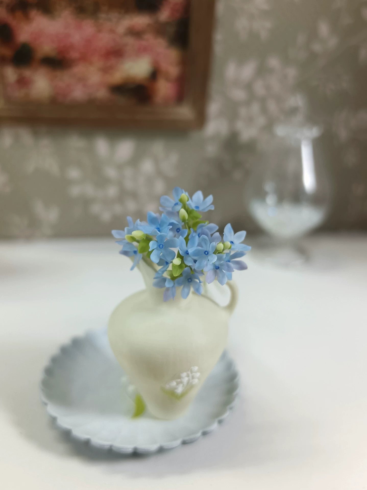 1:6 Scale Blue Star Flower Clay Miniature Floral BJD Dollhouse Decor Blythe Accessory