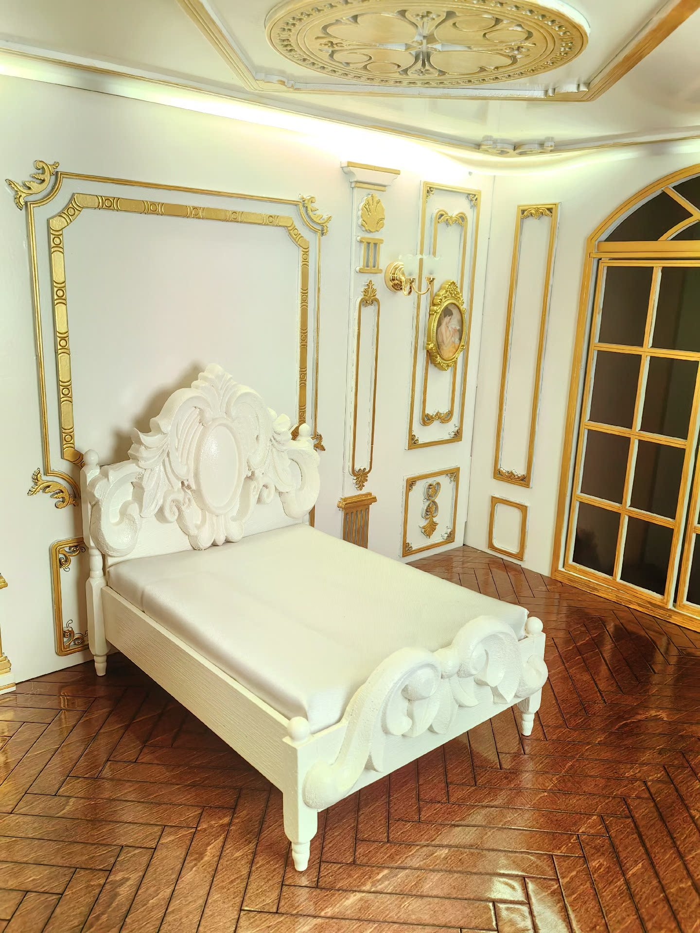Cama para muñecas BJD en miniatura a escala 1:12, muebles para escenas de casa de muñecas