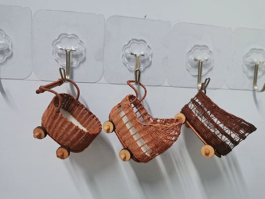 1:6 Scale Miniature Wicker Cradle Dollhouse Furniture For Blythe Doll