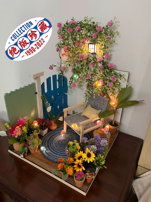 1:6 Scale Miniature Dollhouse Scene Summer Rose Garden Photography Background