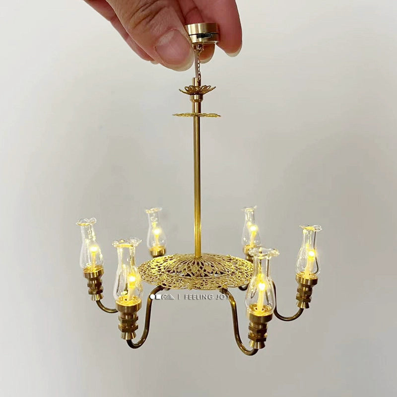 Lustre miniature en cristal à l'échelle 1:6, accessoire pour maison de poupée BJD Blythe