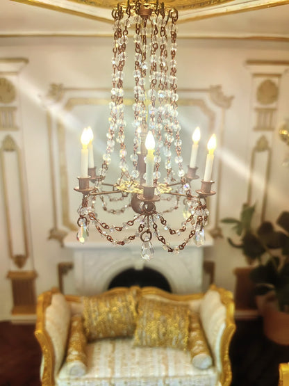 Lustre miniature en cristal à l'échelle 1:6 pour maison de poupée BJD Blythe Barbie