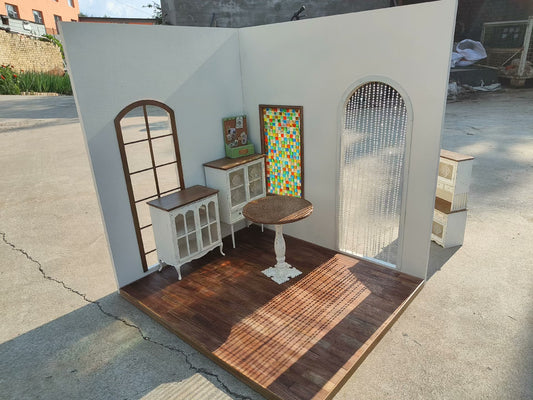 1:6 Scale Three Sided Dollhouse Miniature For Blythe BJD Vintage Dollhouse Miniature Furniture