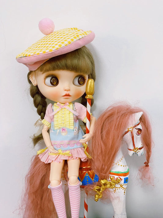 1:6 Scale Blythe Doll Stand Carousel Miniature Dollhouse Furniture Circus Theme