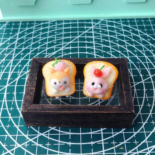 Juego de comida en miniatura para casa de muñecas, escala 1:12, con escena de panadería y tostadas de arcilla