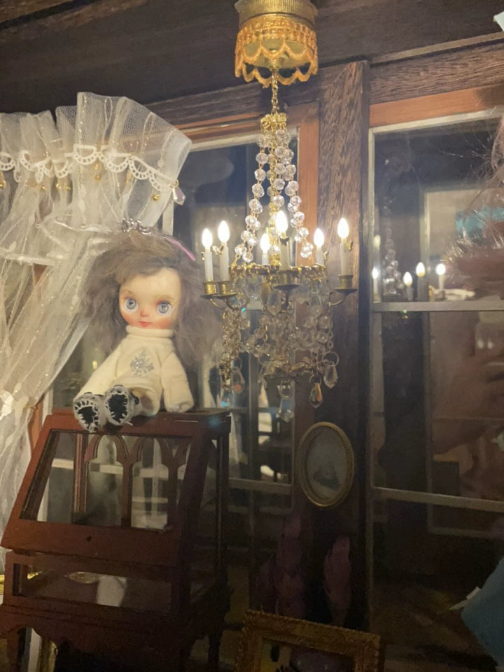 Lámpara de techo para casa de muñecas en miniatura a escala 1:12 con control remoto para muñeca Blythe