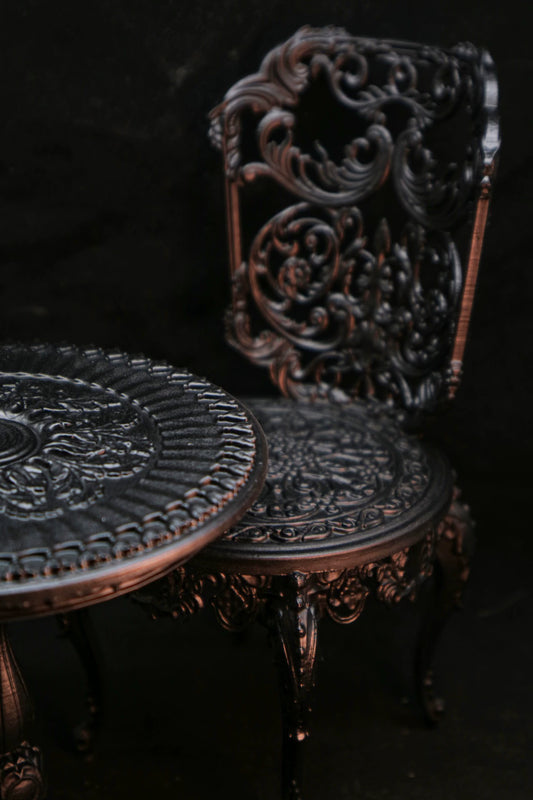 Table et chaises de style européen vintage en fer à l'échelle 1:6, meubles miniatures pour maison de poupée BJD Blythe OB11