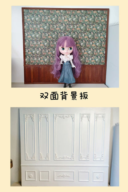 1:6 Scale Dollhouse Background Board Double Sided Miniature Scene For Blythe And BJD Dolls