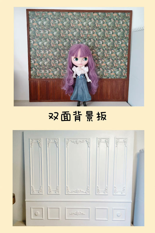 1:6 Scale Dollhouse Background Board Double Sided Miniature Scene For Blythe And BJD Dolls