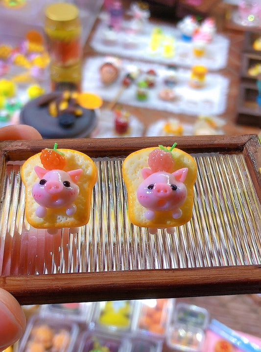 Juego de comida y pastel en miniatura para casa de muñecas, con escena de panadería y tostadas de cerdo a escala 1:12