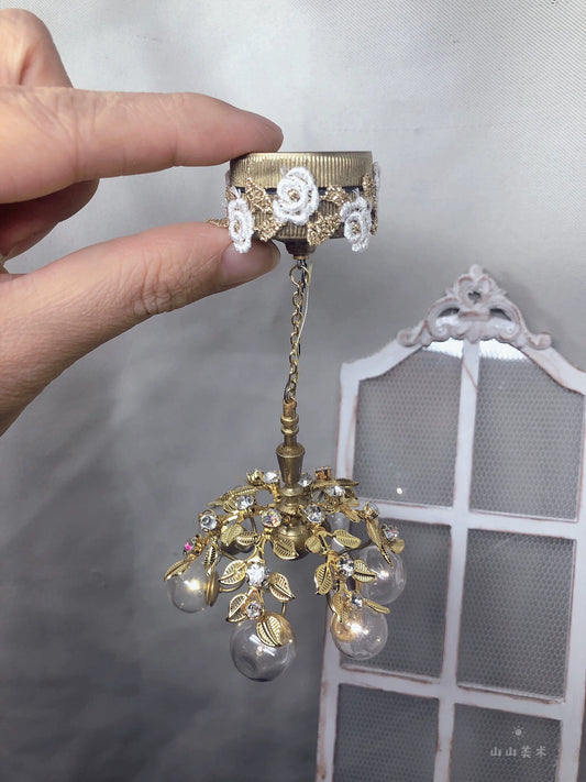 Lámpara de techo para casa de muñecas en miniatura a escala 1:12 con control remoto para accesorios de muebles para muñecas Blythe