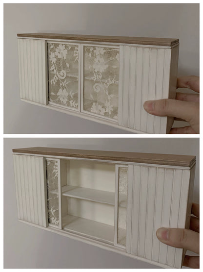 1:12 Scale Vintage Lace Distressed Side Cabinet Miniature Dollhouse Furniture For Bar Or Living Room