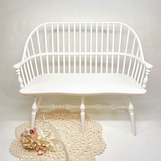 Silla en miniatura para casa de muñecas estilo Windsor a escala 1:6, modelo blanco