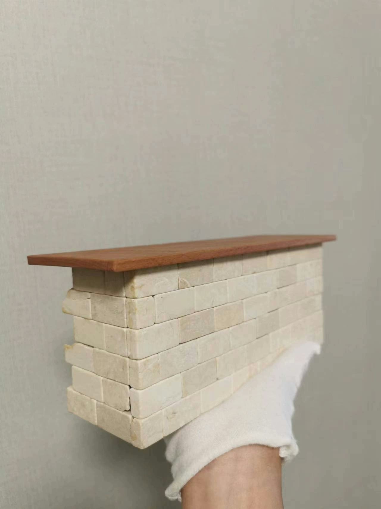 Mesa de piedra a escala 1:12, muebles de casa de muñecas en miniatura, juego de mesa de esquina