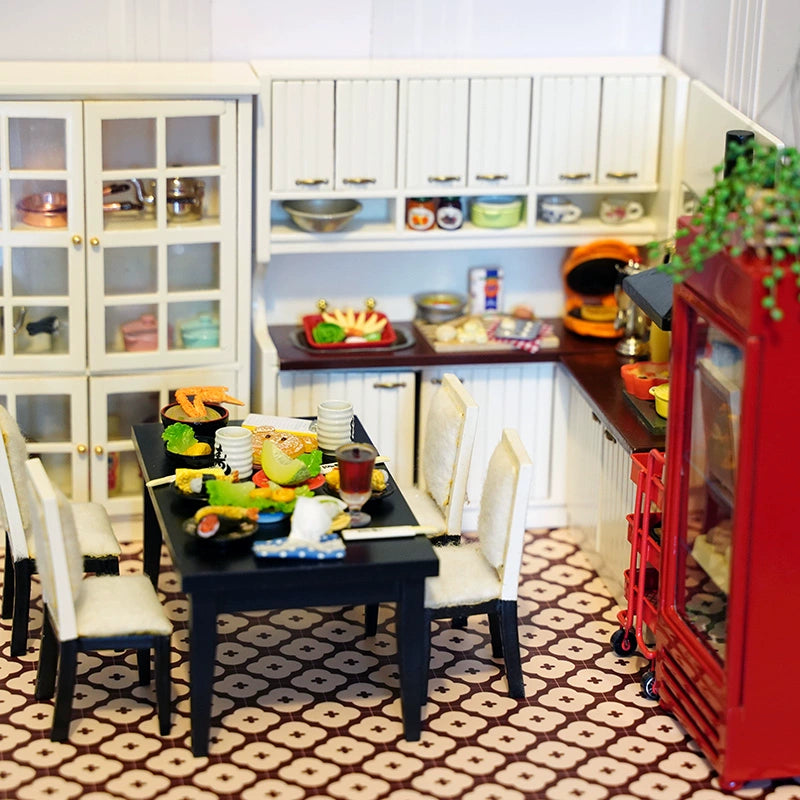 Meubles miniatures pour maison de poupée, échelle 1:12, cuisine, salle à manger, table, chaise, réfrigérateur, accessoires de scène BJD OB11