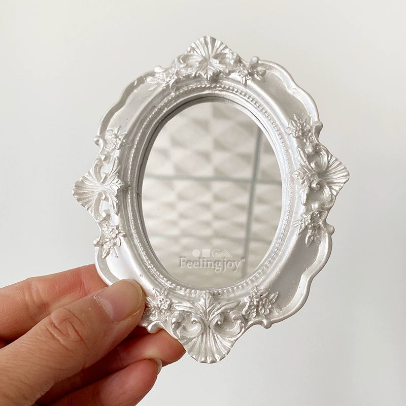 Accesorios para casa de muñecas en miniatura a escala 1:6, accesorios Blythe, espejo de tocador de estilo europeo, marco decorativo para fotos.