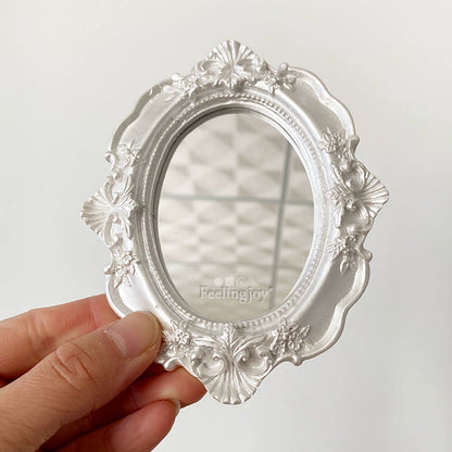 Accesorios para casa de muñecas en miniatura a escala 1:6, accesorios Blythe, espejo de tocador de estilo europeo, marco decorativo para fotos.