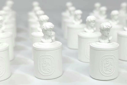 Estatua de David en miniatura a escala 1:12, taza perfumada, tarro de almacenamiento con tapa, accesorio para casa de muñecas en miniatura
