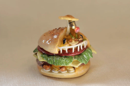 1:12 Scale Miniature Hamburger Shop Polymer Clay Night Light Dollhouse Accessory