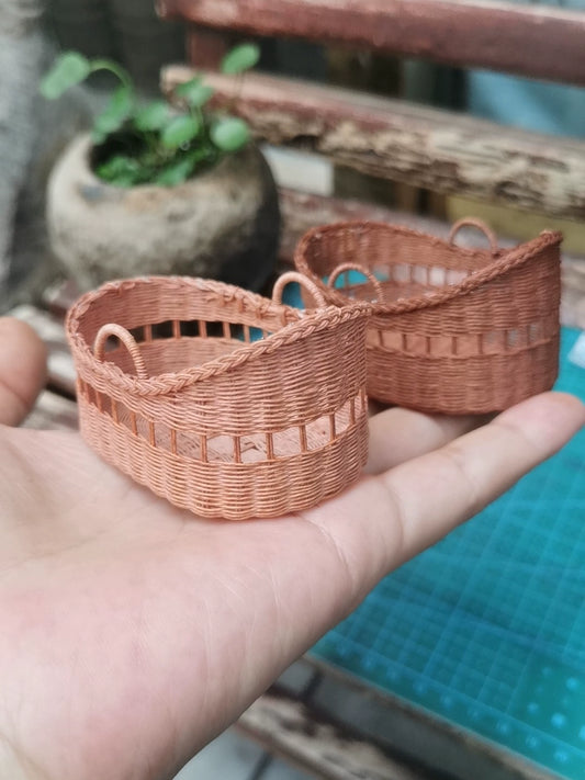 1:6 Scale Miniature Woven Rattan Crib Baby Bed For Blythe Dollhouse Furniture