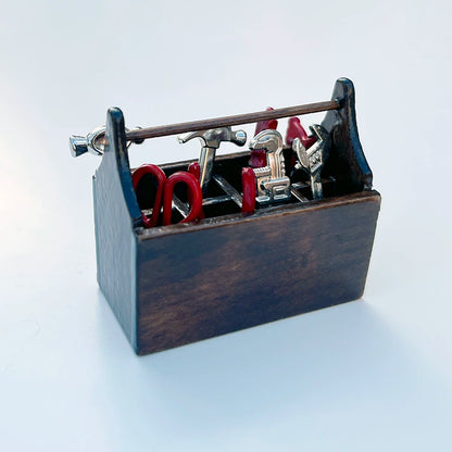 Caja de herramientas familiar de simulación de accesorios para casa de muñecas en miniatura a escala 1:12