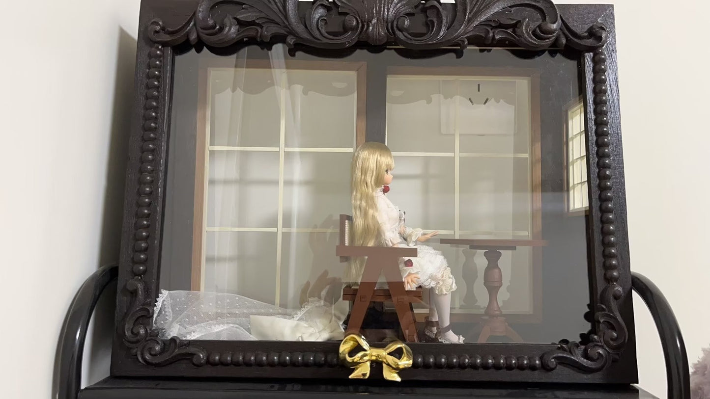 Vitrina para casa de muñecas en miniatura a escala 1:12 con cristal antipolvo para colección de muñecas, armario de madera personalizable.