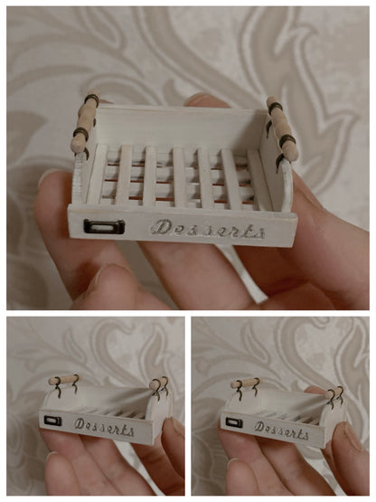 1:6 Scale Miniature Bread Basket Dessert Tray Vintage Dollhouse Furniture Handmade Miniature Accessories