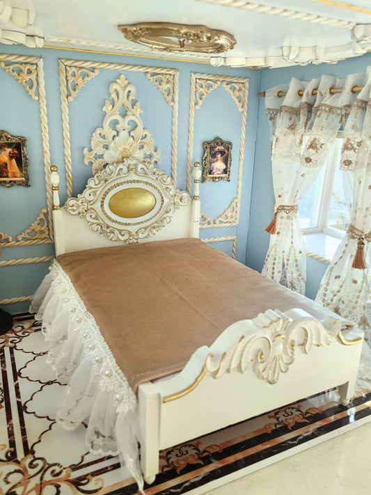 Lit miniature à l'échelle 1:6 pour maison de poupée BJD, meubles et accessoires de scène miniatures