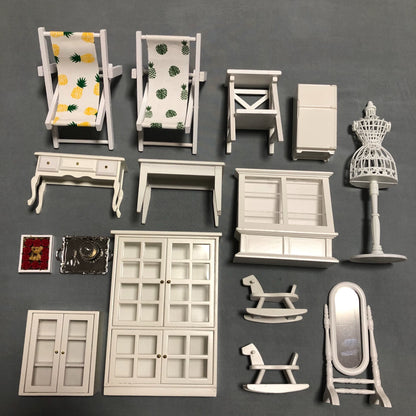 1:12 Scale White Dream Princess Dollhouse Miniature Furniture Set For Ob11 Dolls