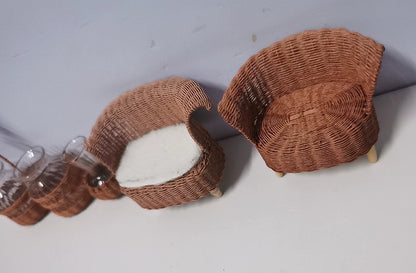 1:6 Scale Miniature Wicker Chair Dollhouse Furniture For BJD Blythe Dolls