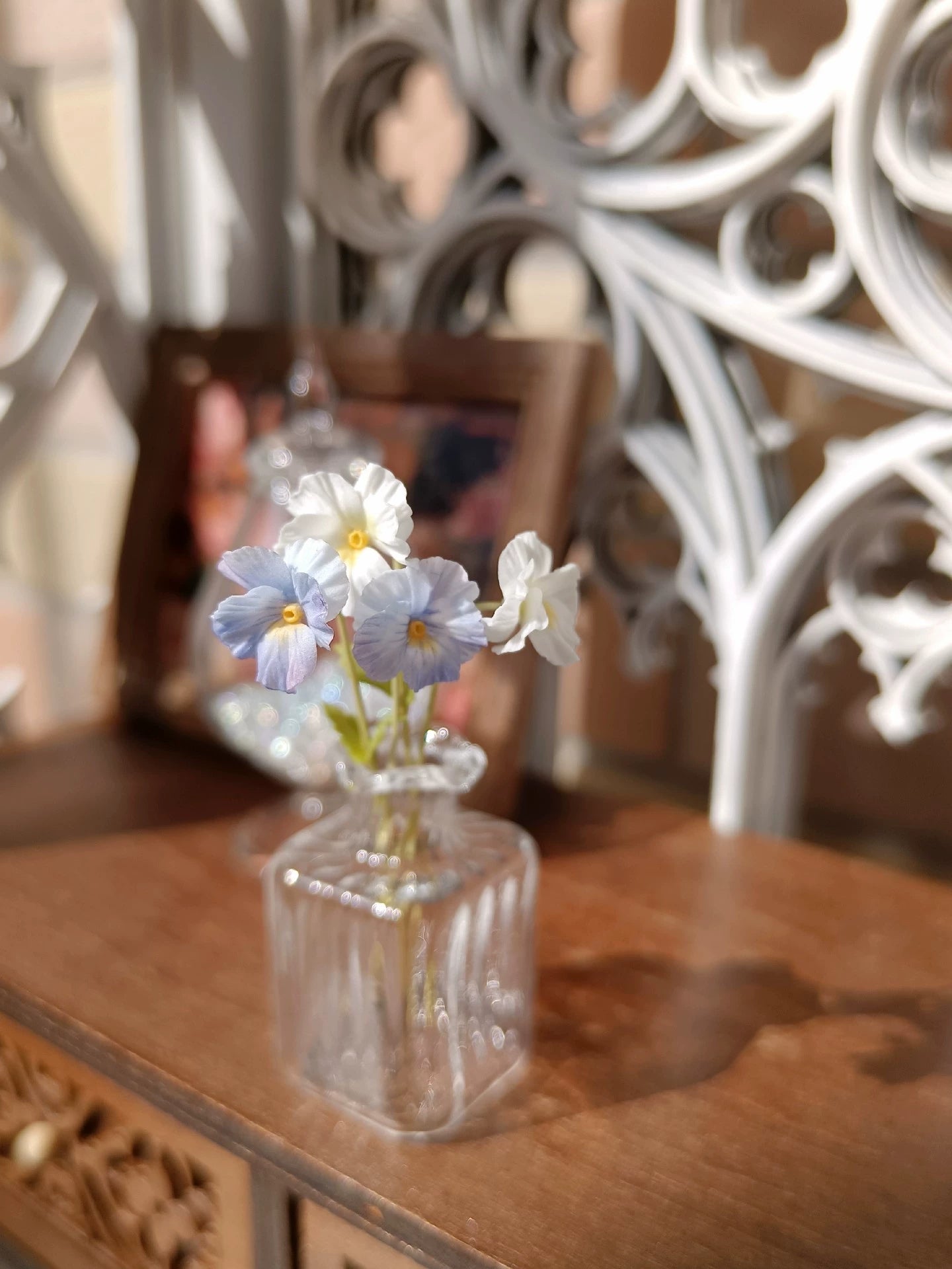 1:6 Scale Miniature Clay Violet Flower BJD Doll Blythe Accessory Decoration