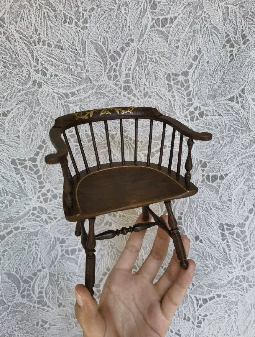 Silla Windsor a escala 1:6, muebles para casa de muñecas en miniatura