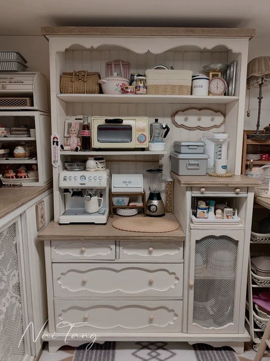 1:12 Scale Miniature French Sideboard Cabinet Vintage Distressed Dollhouse Furniture For Living Room Kitchen