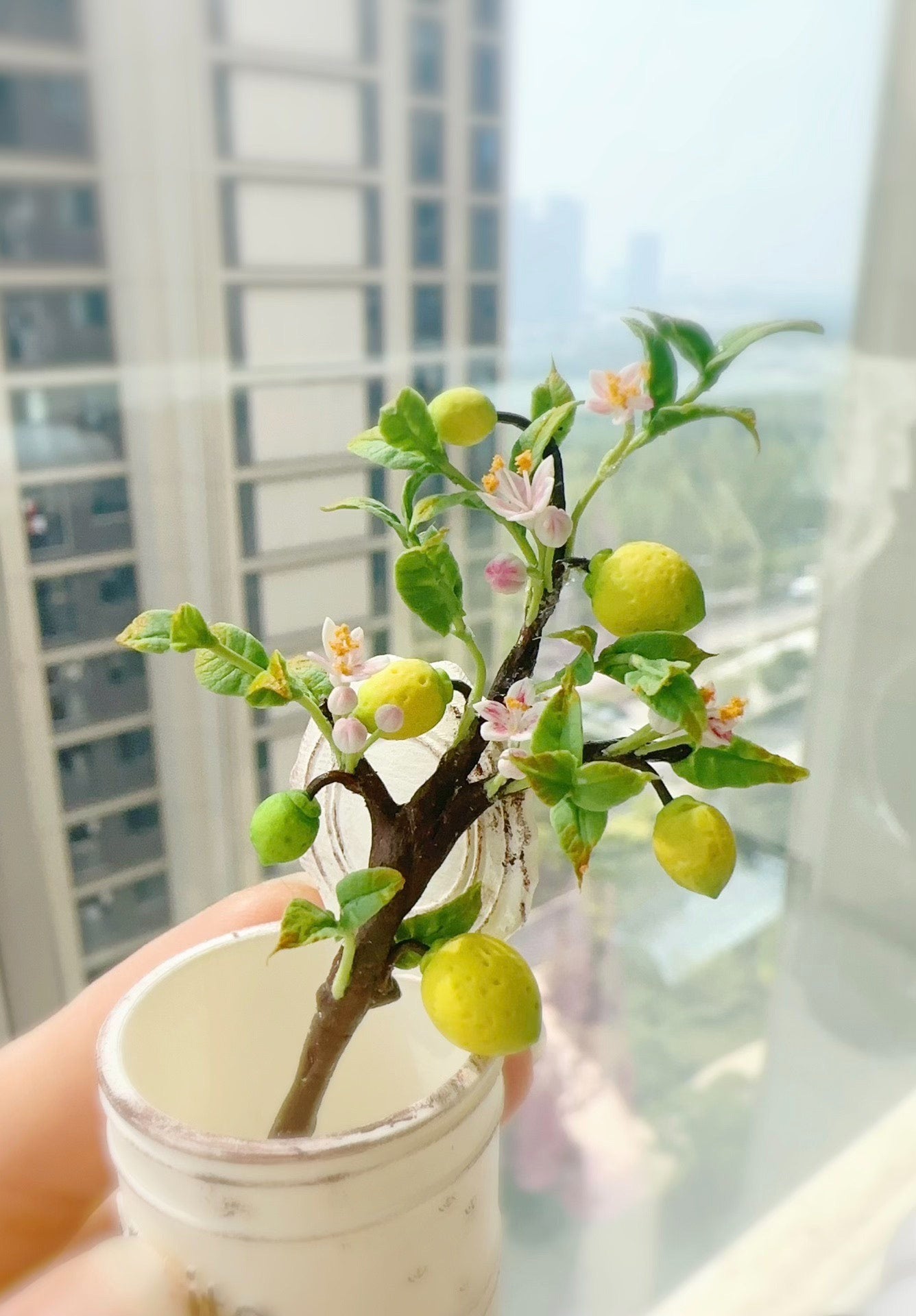 1:6 Scale Miniature Lemon Tree Branch Clay Decoration For Blythe Dollhouse
