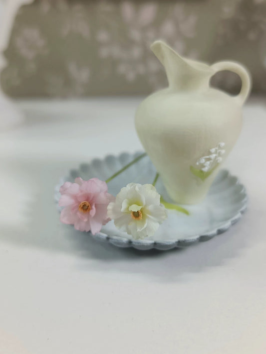 Decoración para casa de muñecas BJD con flor de ranúnculo de arcilla en miniatura a escala 1:12