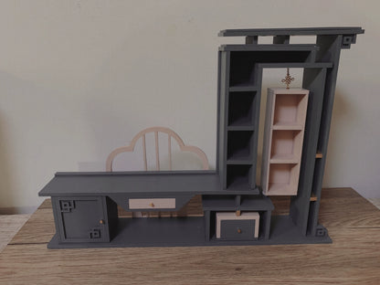 1:12 Scale Miniature TV Cabinet Chinese Style Dollhouse Furniture New Traditional Miniature Decor