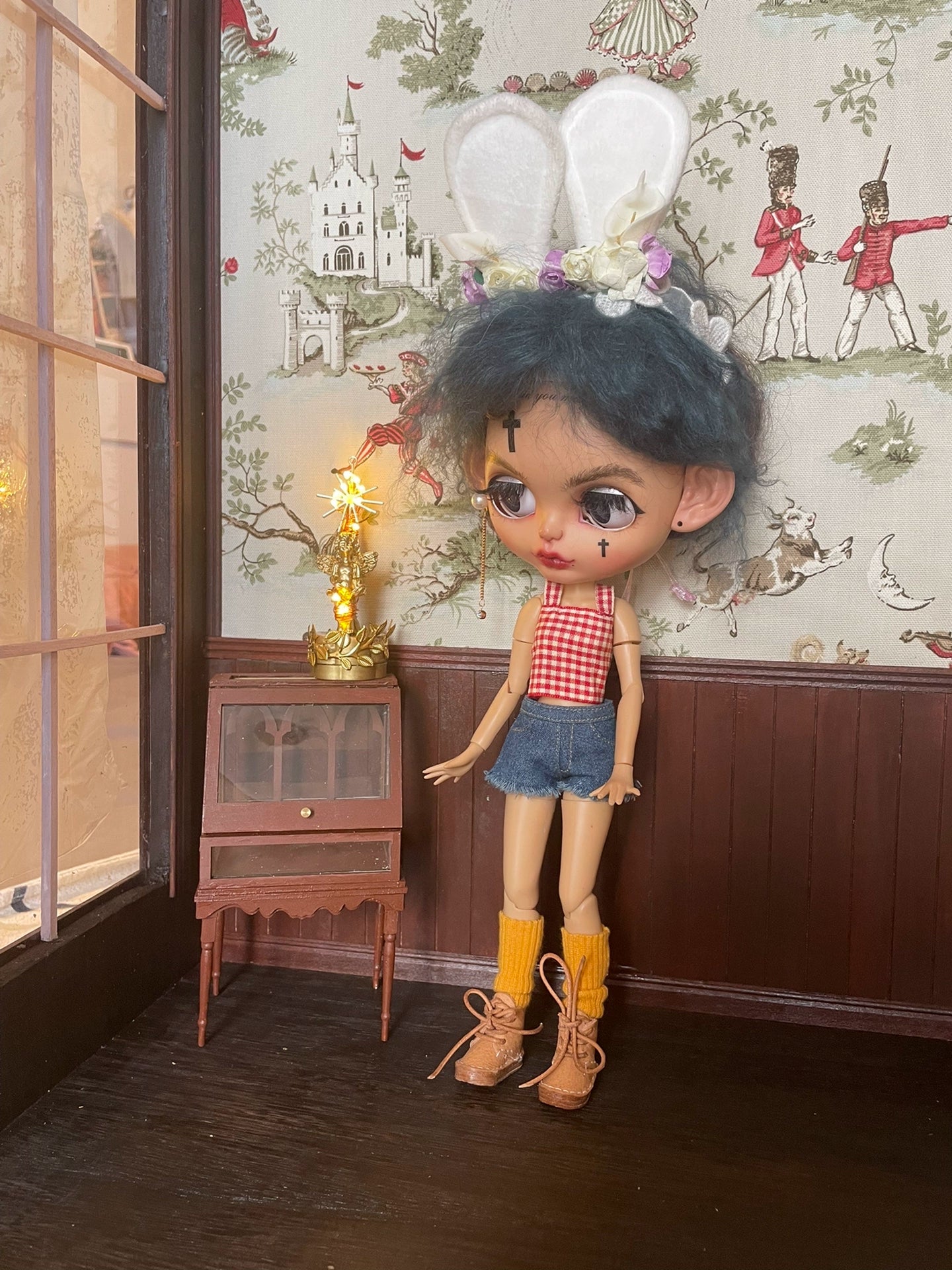 1:6 Scale Miniature European Angel Table Lamp For Blythe Dollhouse Accessories