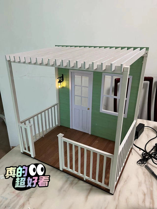 1:6 Scale Miniature Dollhouse Entrance Hall Display Scene With Wooden Cabinet For Photography