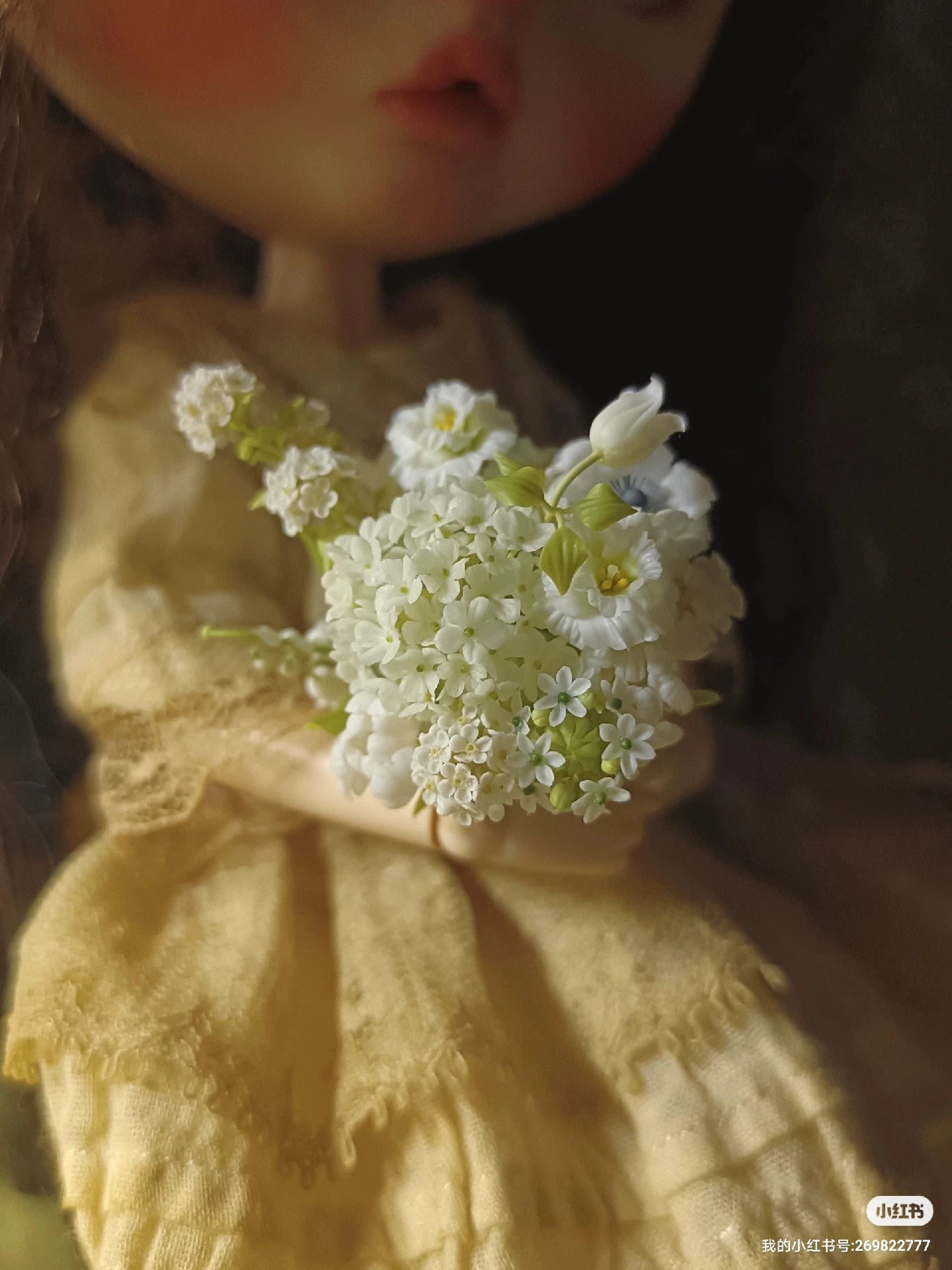 1:6 Scale Miniature Clay Hydrangea Flower BJD Dollhouse Decor Blythe Accessory