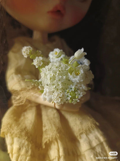 1:6 Scale Miniature Clay Hydrangea Flower BJD Dollhouse Decor Blythe Accessory