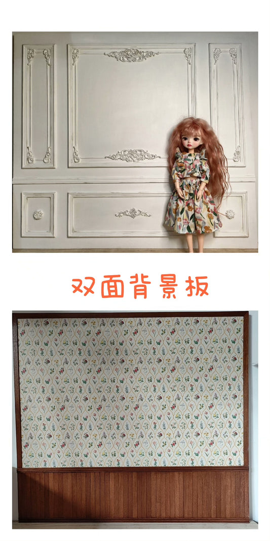 1:6 Scale Miniature Background Board For Blythe BJD Dollhouse Double Sided Display