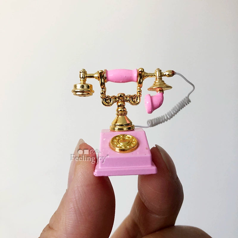 1:6 Scale BJD 1:12 Scale Miniature Dollhouse Scene Furniture Accessories Vintage Telephone Props For Photography