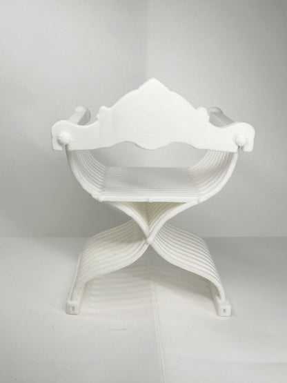 Chaise Dante miniature à l'échelle 1:6, meuble de maison de poupée fait main, modèle blanc