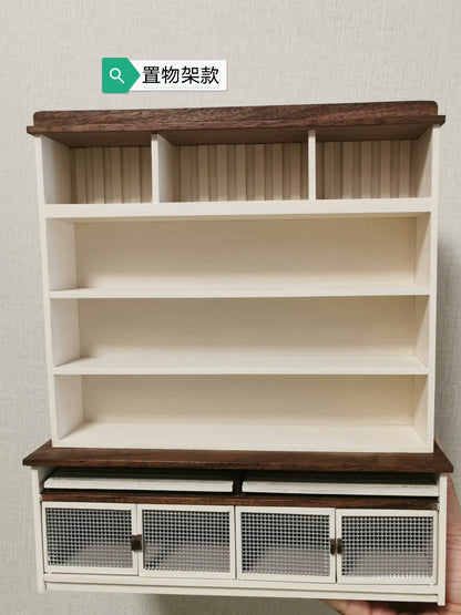 Mueble de pan de madera en miniatura a escala 1:12, mueble vintage para casa de muñecas, accesorio de cocina