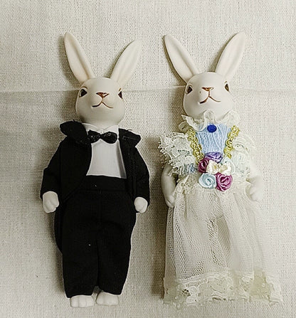 1:6 Scale Vintage Porcelain Jointed Rabbit Doll With Removable Outfits