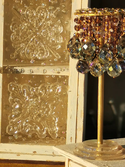 Mueble de madera a escala 1:6 con cristal en relieve para casa de muñecas en miniatura Blythe BJD